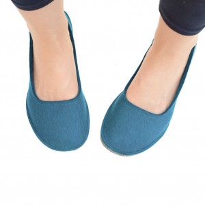 Women's Wool Felt Slippers - Ballerina TEAL 